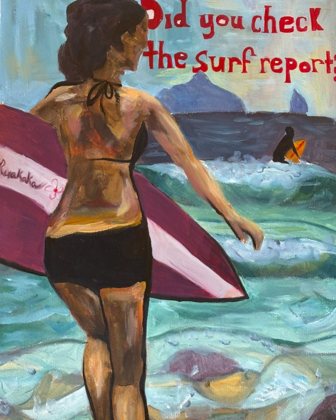 portrait of a lady surfing